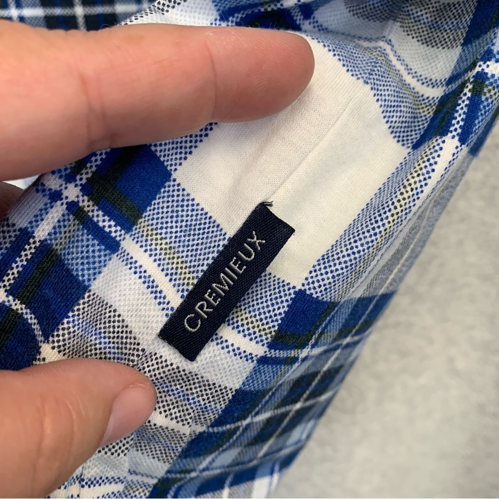 DANIEL CREMIEUX Men's Plaid Short Sleeve Blue & White Polo Shirt NWT Medium #959 - Picture 7 of 10